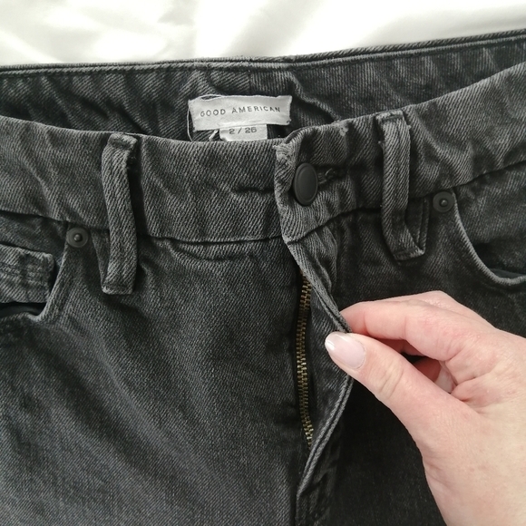 Good American 90s Loose Fit Straight Leg Trouser Jeans Black191 Size 26 (2) - Picture 7 of 14